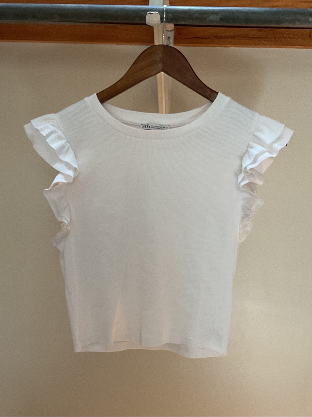 Zara White Ruffle Sleeve Tank Top